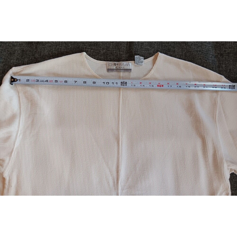 shirt 2XL Women Chinawear Casual Ivory Long Sleeve Thermal Style - Picture 9 of 10